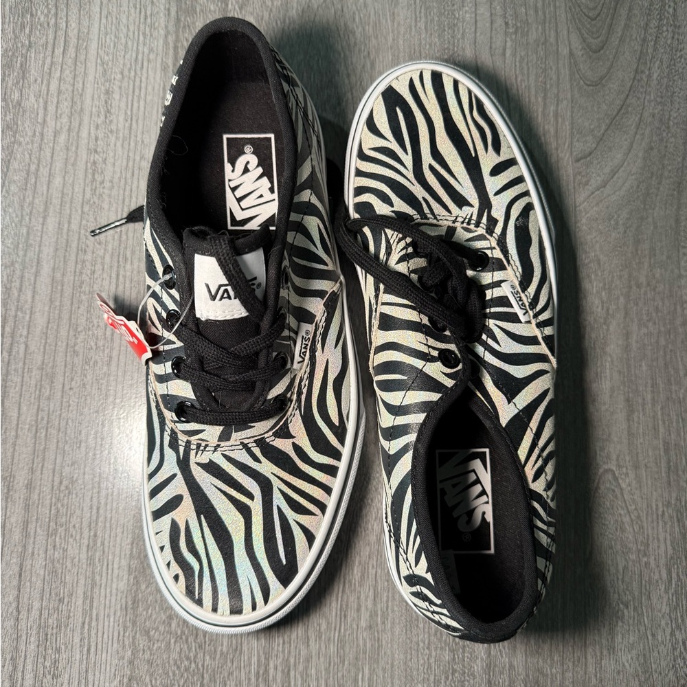 Vans Zebra Print Shoes - Iredecent Black and White